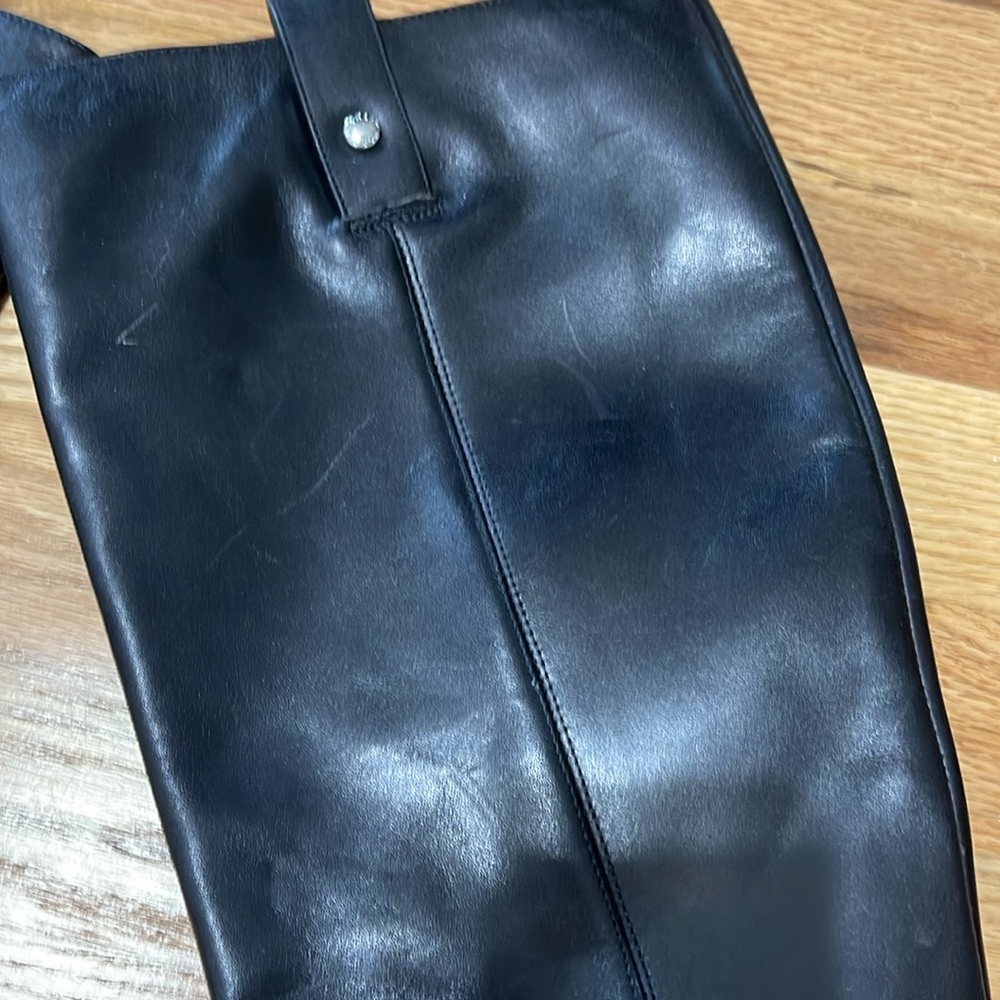 MICHAEL Michael Kors Black Tall Riding Boots MK Logo Size 8.5 - Picture 5 of 8